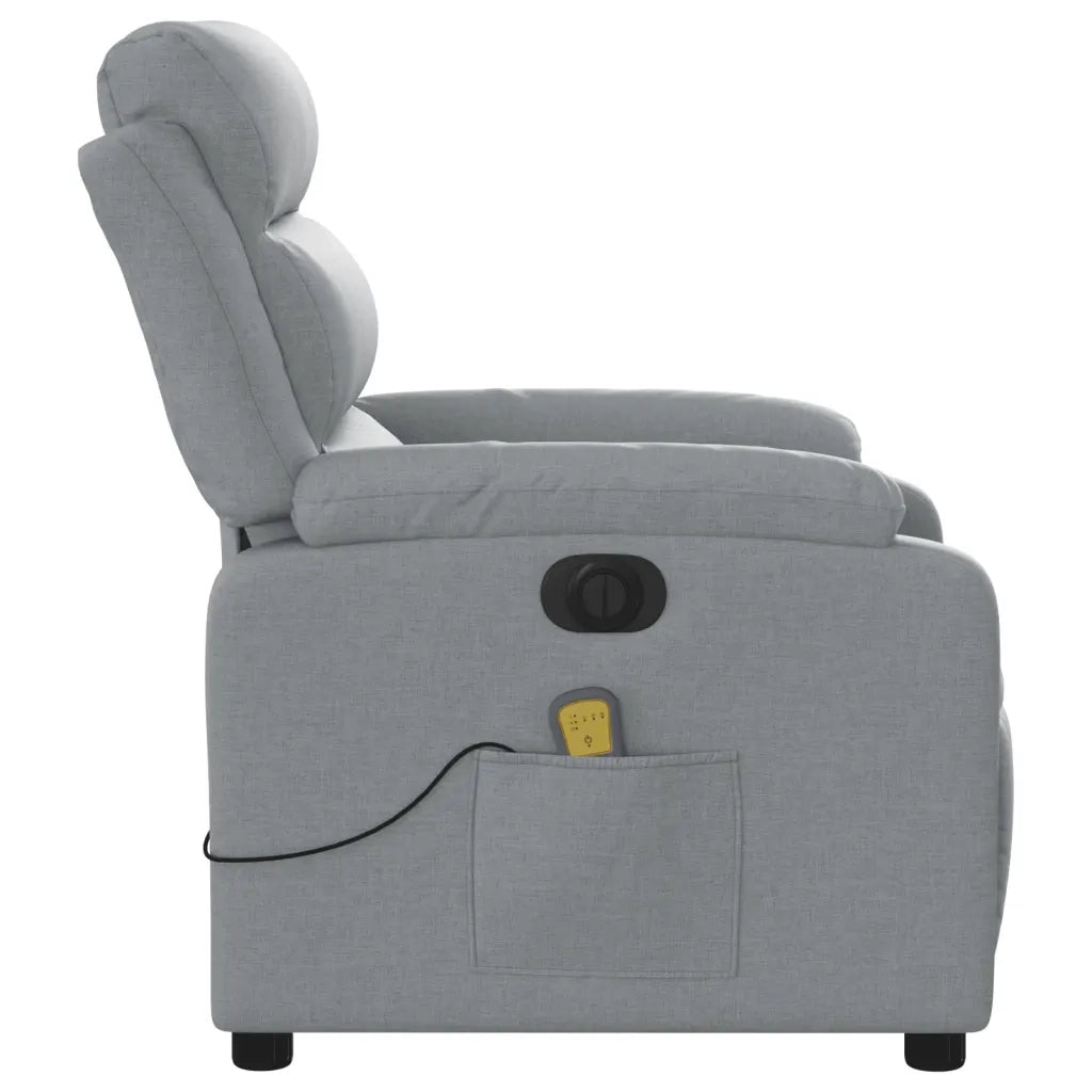Divano Sedia-Poltrona Reclinabile Massaggio Elettrica Grigio Chiaro Tessuto 362917
