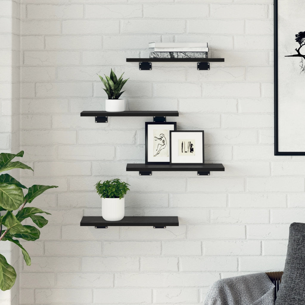 Mensole per Libreria , 4 pezzi, Rovere Nero, 40x20x1,5 cm, Legno Ingegnerizzato