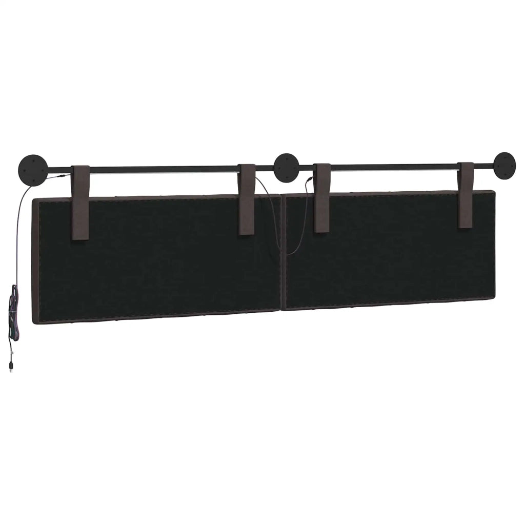 Testiera sospesa Con luce LED Marrone Scuro Tessuto