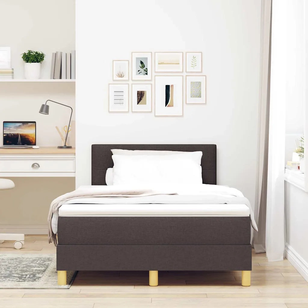 Letto a Sorgente LED con led Marrone Scuro 120 x 190 cm Tessuto