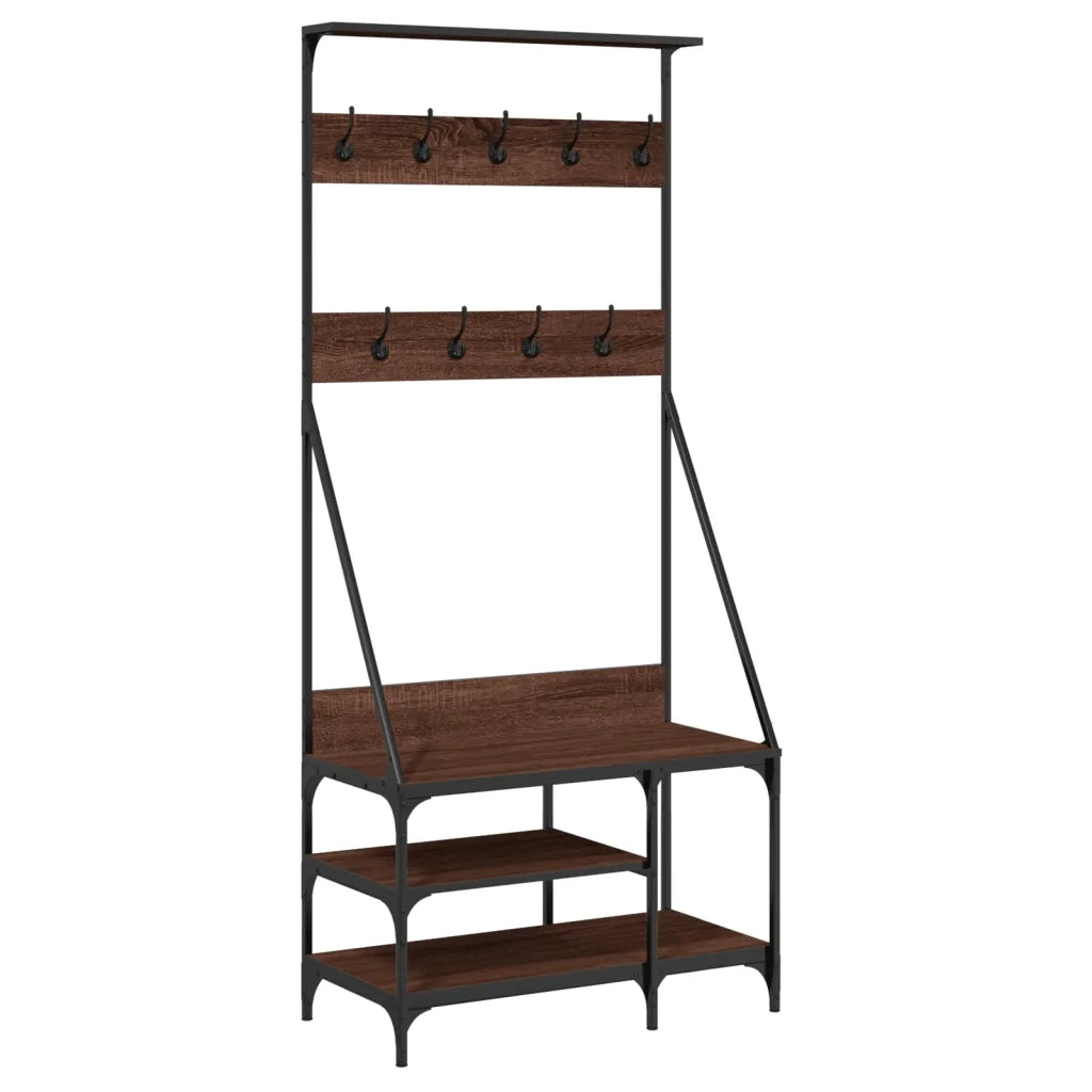 Appendiabiti con Porta Scarpe Rovere Marrone 80x40x184 cm 837866