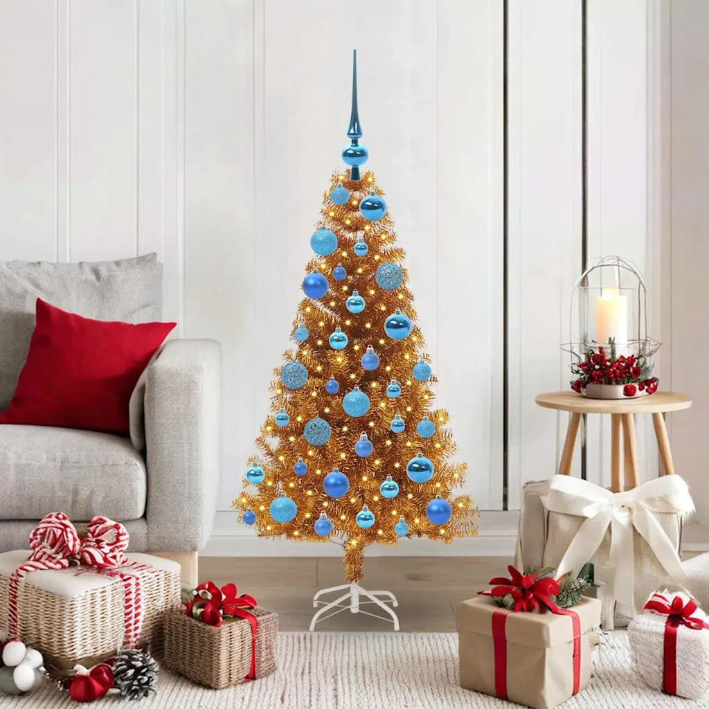 Albero di Natale con 150 LED con supporto Oro 120 cm PET 3396610