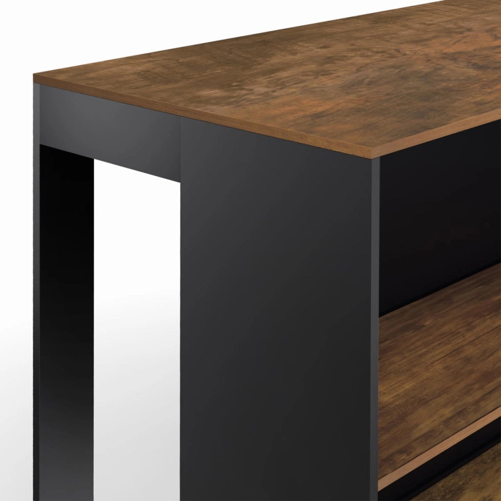 Mesa de bar de isla JUNO en madera negra con tablero oscuro HAWKINS
