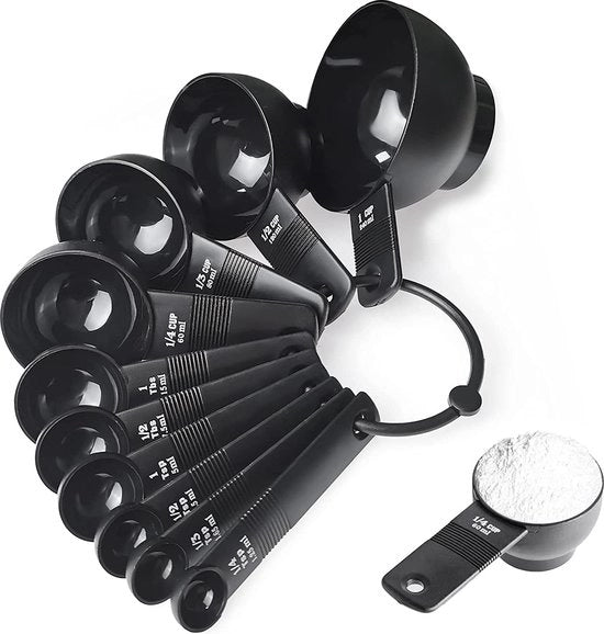 GZLCEU 10-in-1 set di misurini e cucchiai, misurini in plastica per la cucina, misurino per il dosaggio di ingredienti secchi e liquidi in cottura e preparazione di dolci e pasticceria