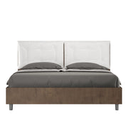 Letto Matrimoniale 160x190 cm con Rete Struttura Noce con Cuscini in Similpelle Egos Annalisa Bianco