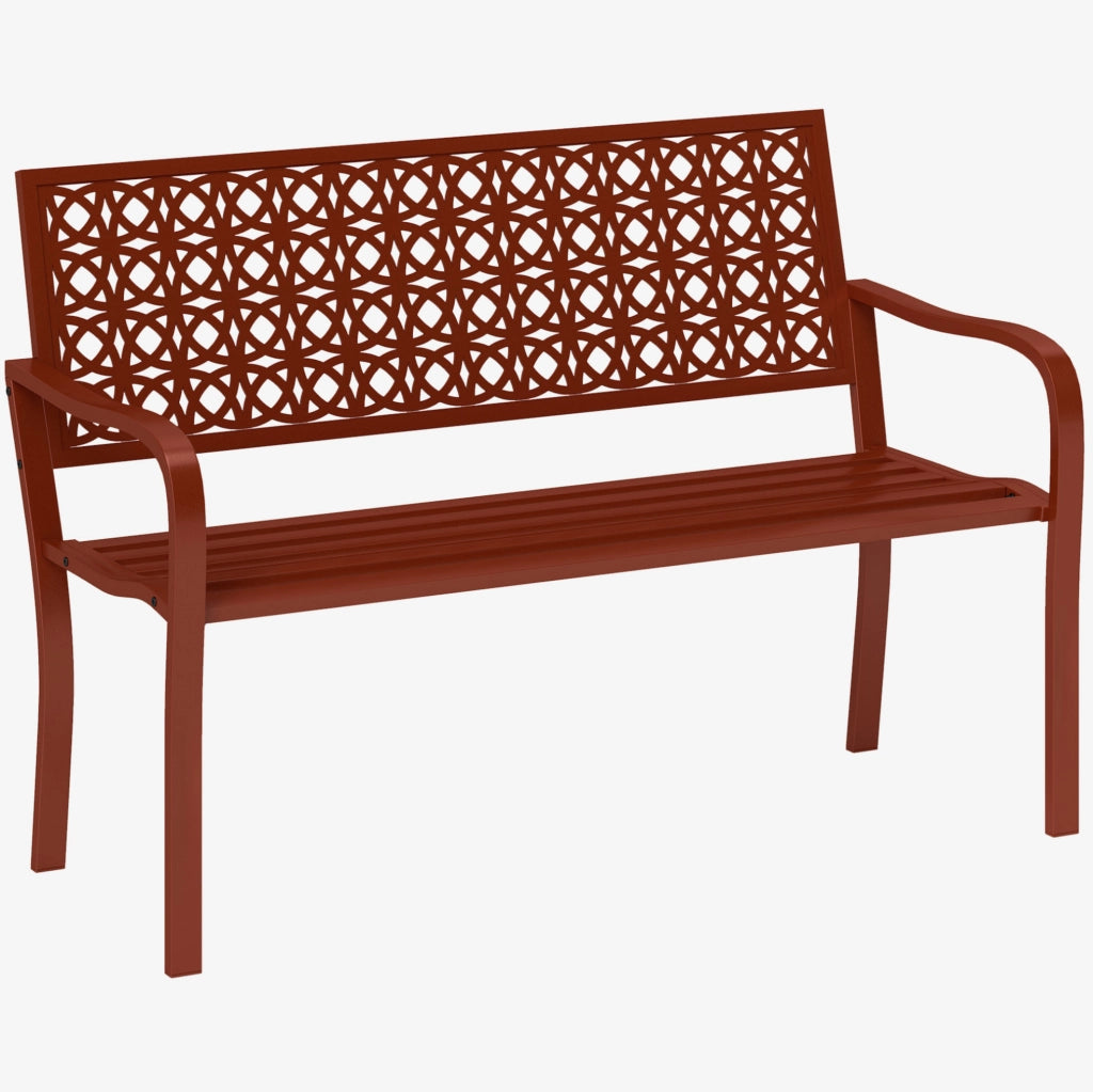 Panca da giardino a 2 posti in acciaio rosso 127x63x85 cm; portata 240 kg