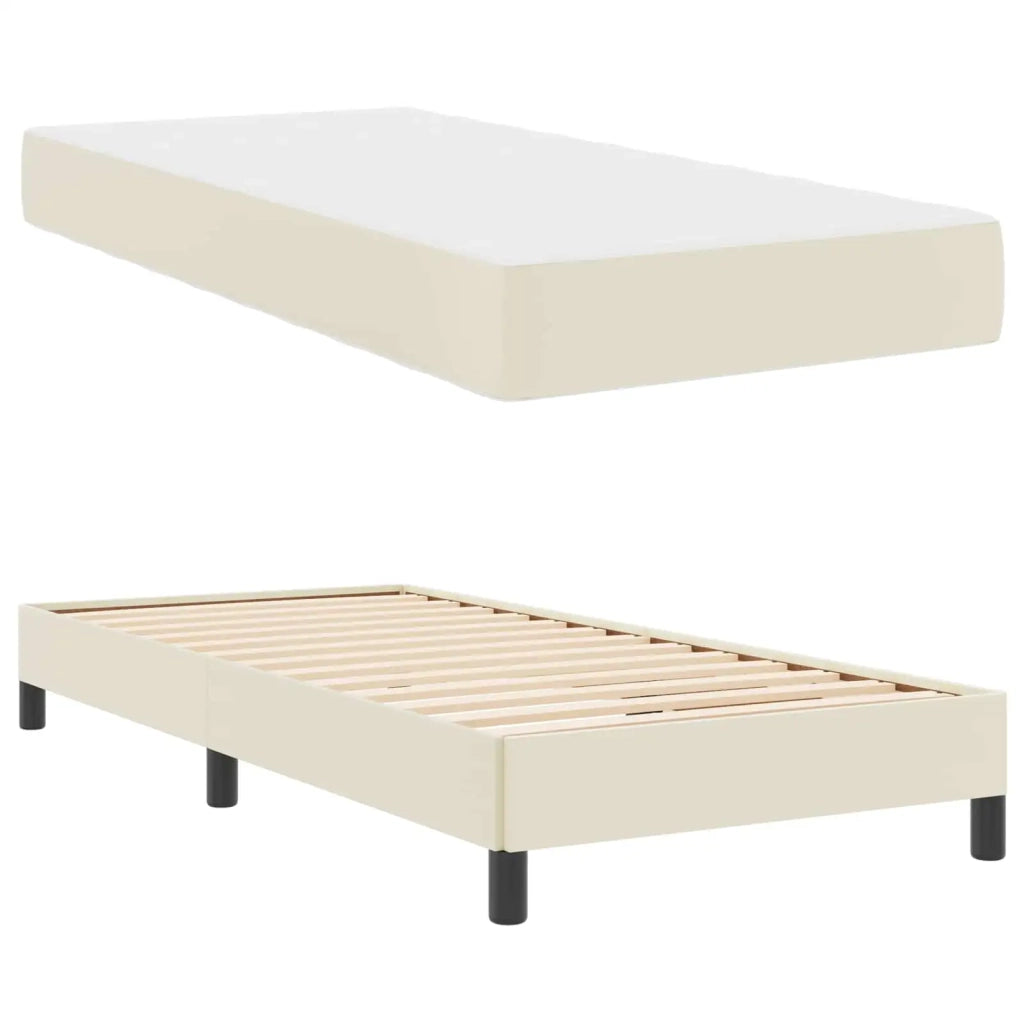 Struttura del letto con materasso Crema 100 x 200 cm Tessuto