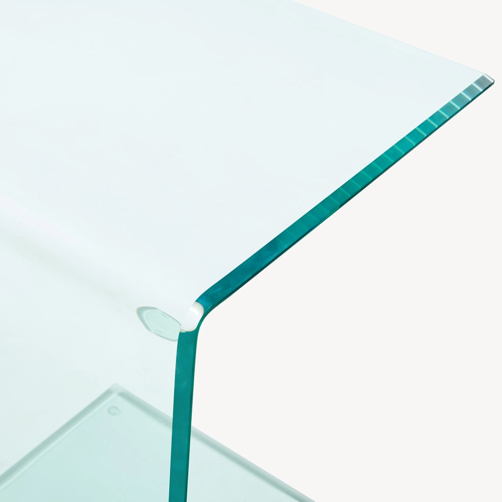 Tavolino Laterale Trölmapilu a Forma di C in Vetro 60 x 40 x 40 cm - Trasparente [en.casa]