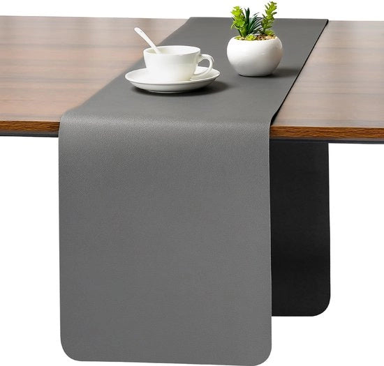 Tavolo da Esterno, Doppia Faccia, Impermeabile, Antiscivolo, Decorativo, 40 x 183 cm (Grigio Nero)