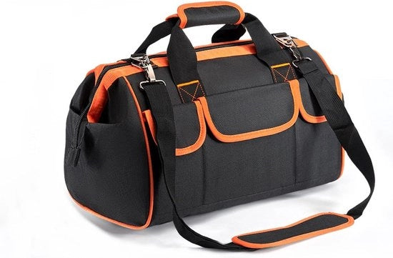 Organizzatore di attrezzi, attrezzatura per elettricisti, organizzatore multifunzione, cintura di attrezzi, organizzatore di attrezzi in tela, organizzatore professionale (34 x 25 x 22 cm, arancione)
