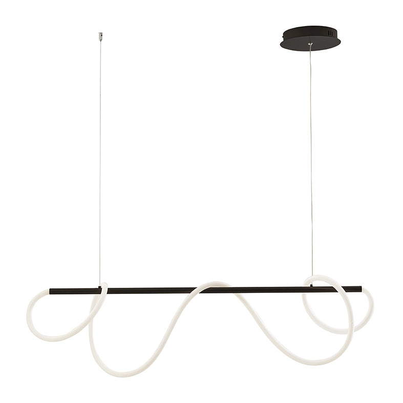 STRING Sospensione Orizzontale LED 50W 3000K Colore Nero Opaco - Design Moderno a 360 Gradi per Interni - Lampada in Metallo e Silicone - Rossini
