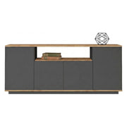 Madia Cisliano, Credenza 3 Ripiani, 180x45x75h cm Nero Antracite