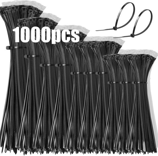 Set di Cavieterie in Acciaio con 1000 Unità - Nero - Resistente ai Raggi UV - Resistente alle Alte Temperature - Resistente ai Prodotti Chimici - Resistenza alla Trazione 15,8 kg - Cavieterie in Acciaio