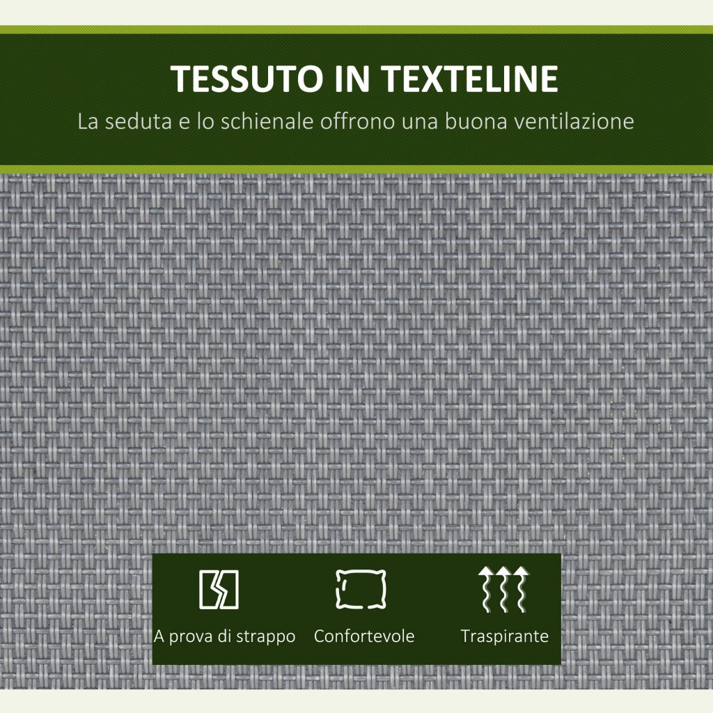 Dondolo da Giardino 3 Posti 195x118x170 cm con Tettuccio Parasole Regolabile Grigio Scuro