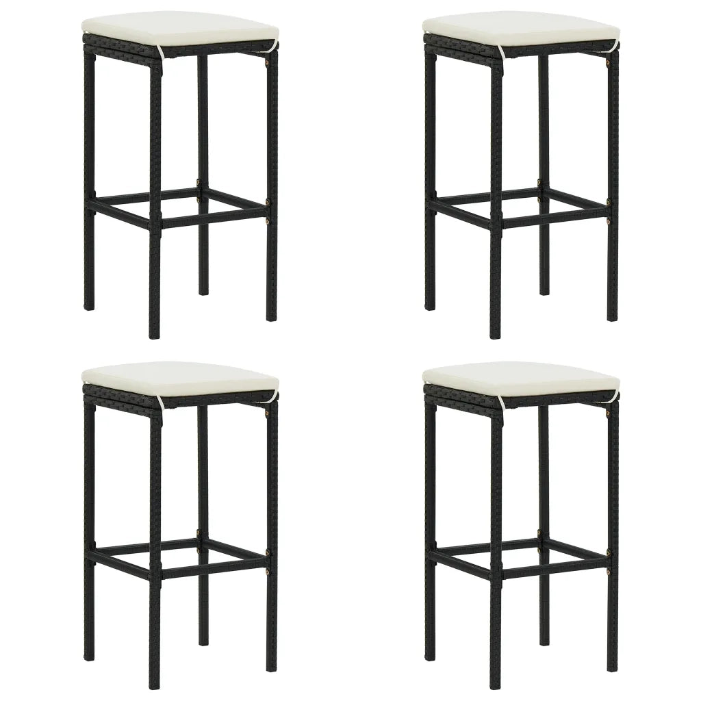 Set Bar da Giardino 5 pz con Cuscini Polyrattan Nero 3064762