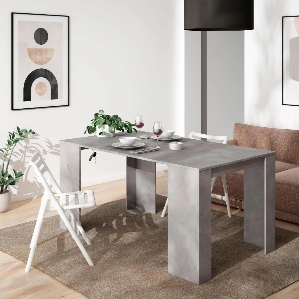 Consolle allungabile, 160x90x77cm, Per 8 persone, Tavolo da pranzo, grigio cemento RF2620