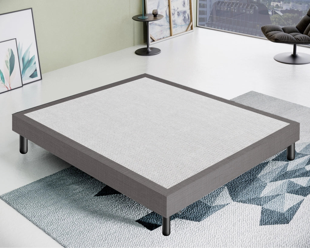 Letto Sommier Matrimoniale 160x200 Rivestito - Resistente fino a 120 Kg per Persona – IGNIFUGO Classe 1M – Colore Grigio