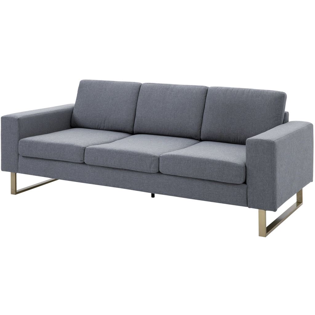 Divano 3 Posti in Tessuto con Cuscini e Braccioli ¨C Zephmum ¨C 200x82x78 cm Grigio Scuro