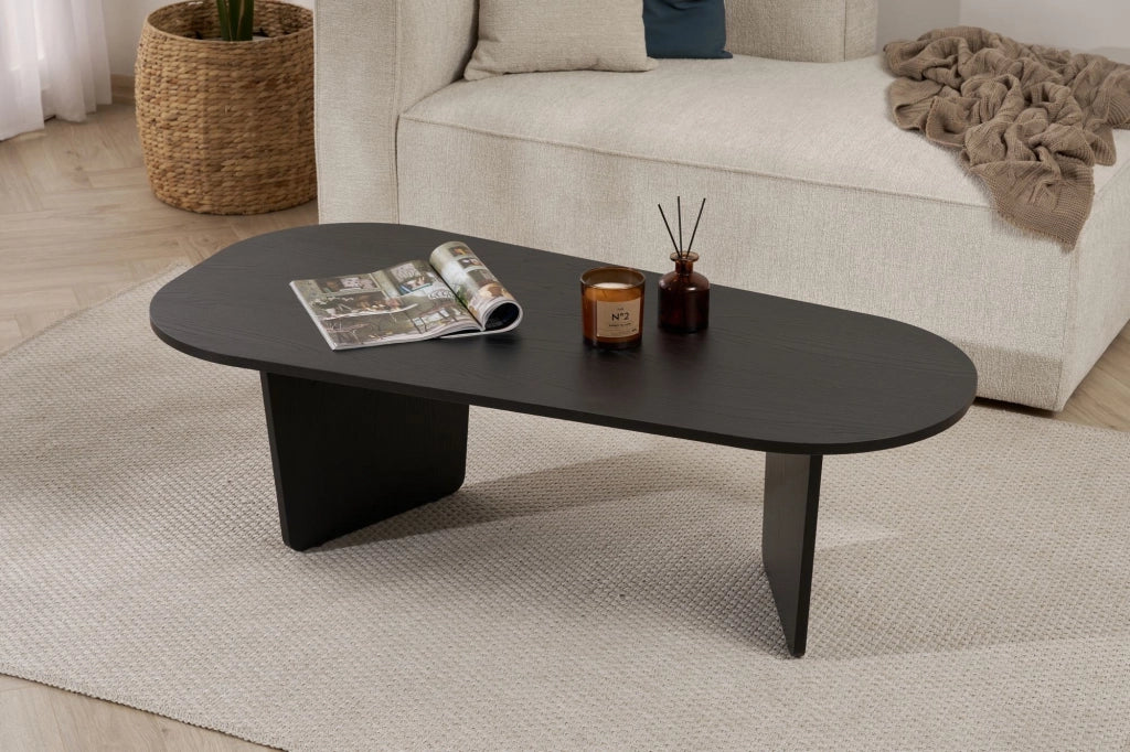 Dozza, Tavolino da Salotto Forma Ovale, 130x65x40h cm Nero