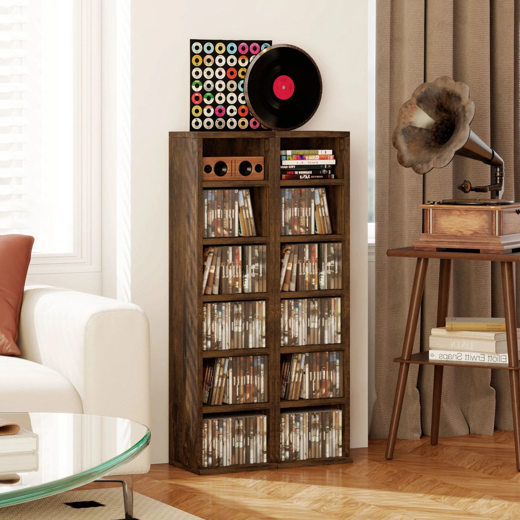 Libreria a colonna in legno ¨C Xylo ¨C 2 pezzi 12 scomparti marrone 21x22,5x88,5 cm