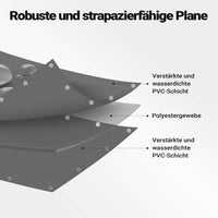 Telone occhiellato grigio 2 x 3 m resistente alle intemperie e a raggi UV, impermeabile, robusto telo di protezione in poliestere 650 g/m² con rivestimento in PVC