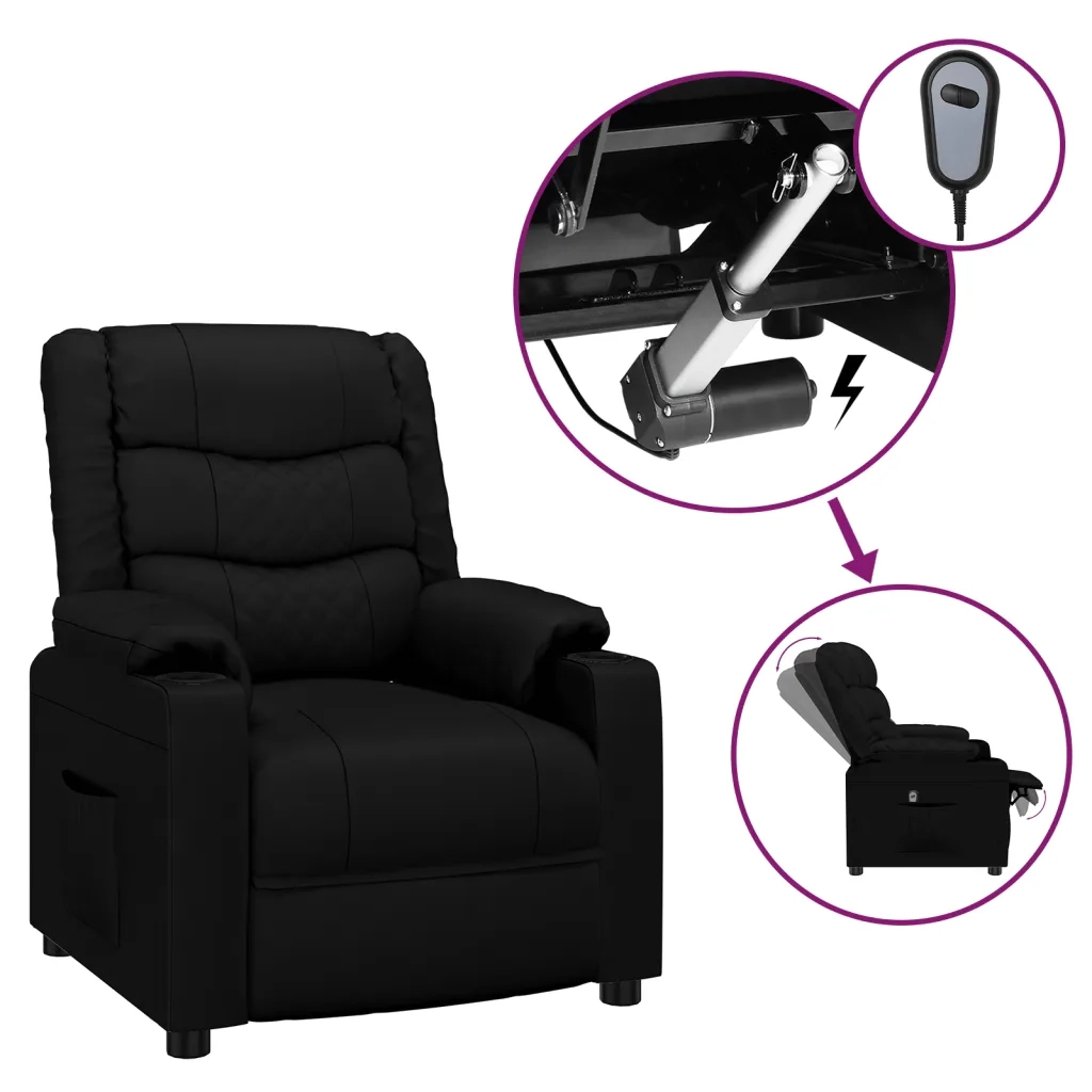 Poltrona | Sedia Relax Reclinabile Elettrica Nera in Similpelle