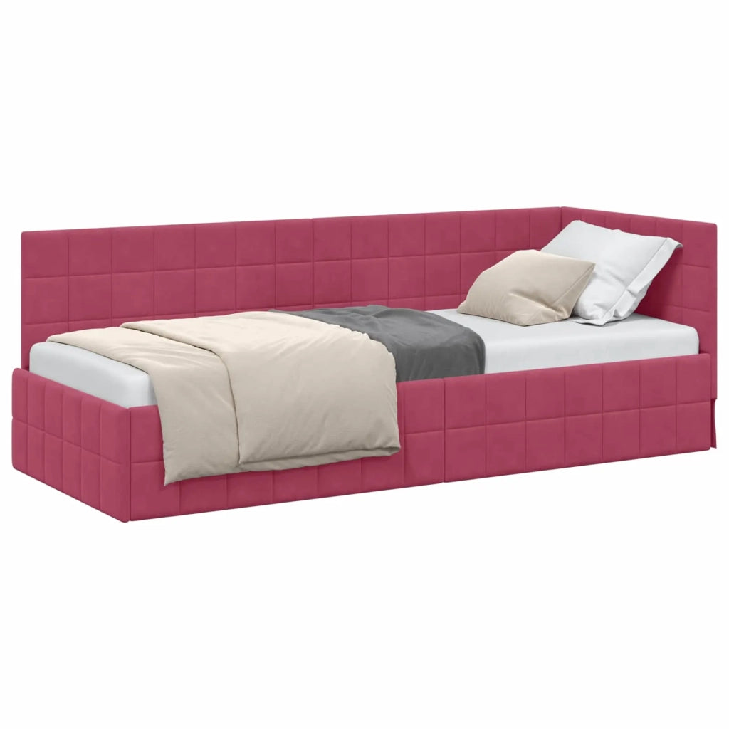 Cornice del letto ad angolo Rosso Vino 80 cm x 200 cm Velluto