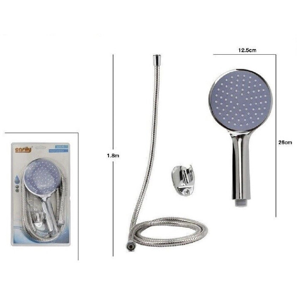 Trade Shop - Kit Doccetta Doccino Soffione Tondo Doccia Bagno Con Laccio 1,8 Mt Staffa 69096 -
