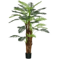 Palma Artificiale Verde da 160 cm in Vaso con 36 Foglie, in PE e Cemento per Interno ed Esterno