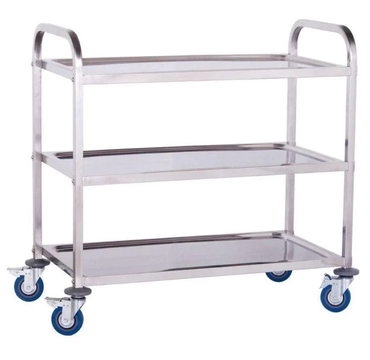 Carrello di servizio professionale da cucina 101 x 55 cm 3 ripiani max 480 kg acciaio inox temprato 3614112