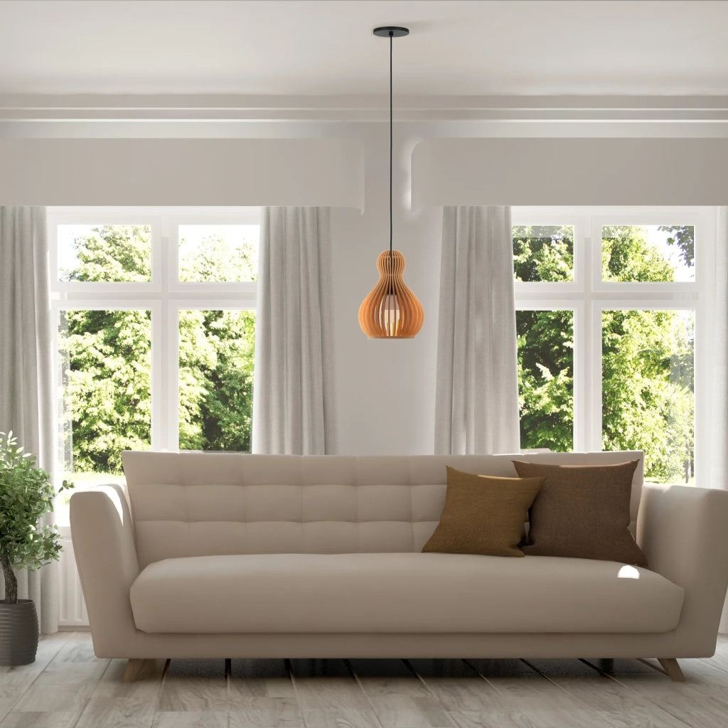 Maytoni Lampadario moderno Roots 1 luce E27 nero metallo legno