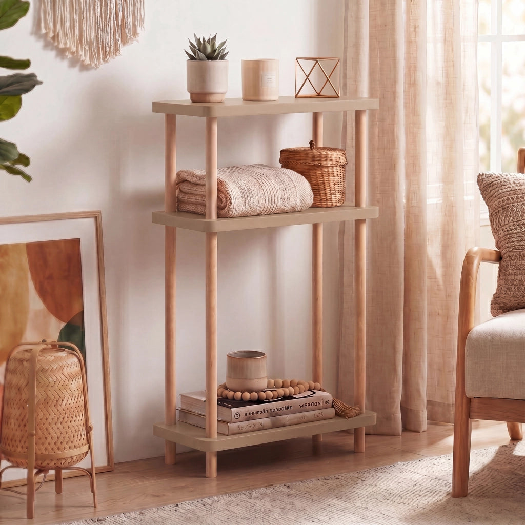 Scaffale da Terra Multiuso Nampernu a 3 Piani 62 x 40 x 18 cm - Color Cappuccino [en.casa]