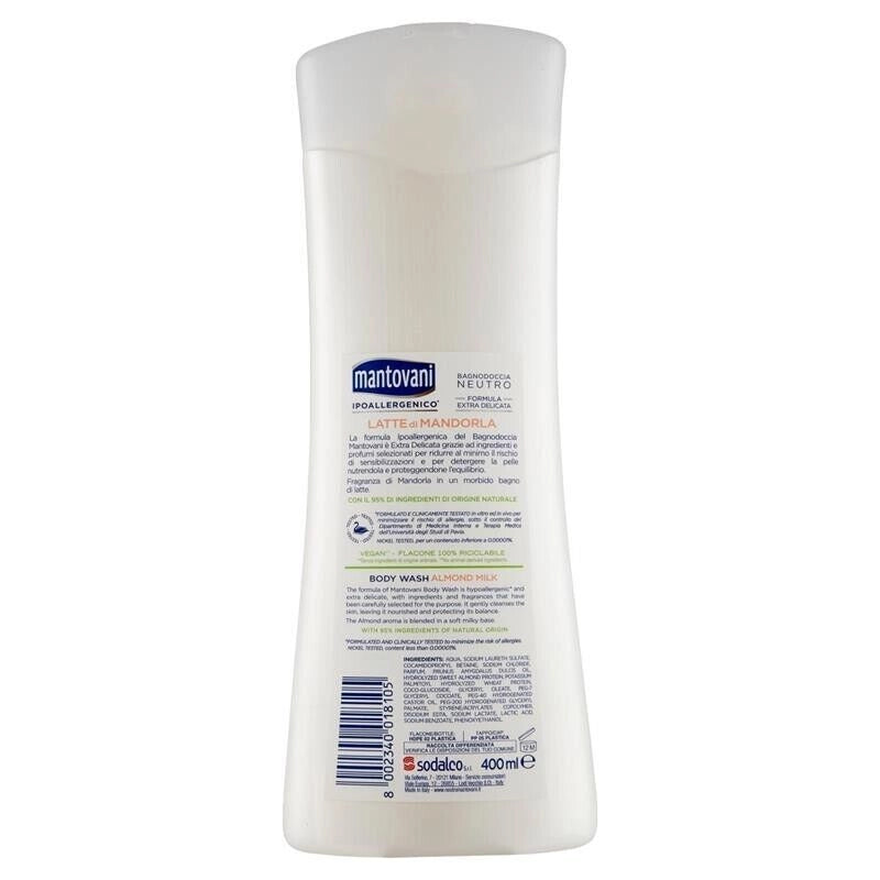 MANTOVANI BAGNODOCCIA NEUTRO FORMULA EXTRADELICATA 400 ML LATTE DI MANDORLA