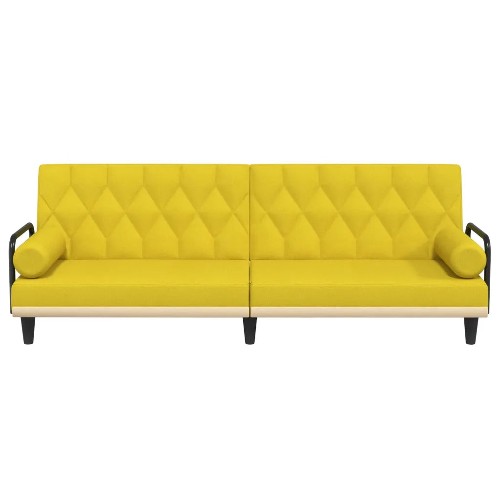 Divano Letto con Braccioli Giallo Chiaro in Tessuto 351941