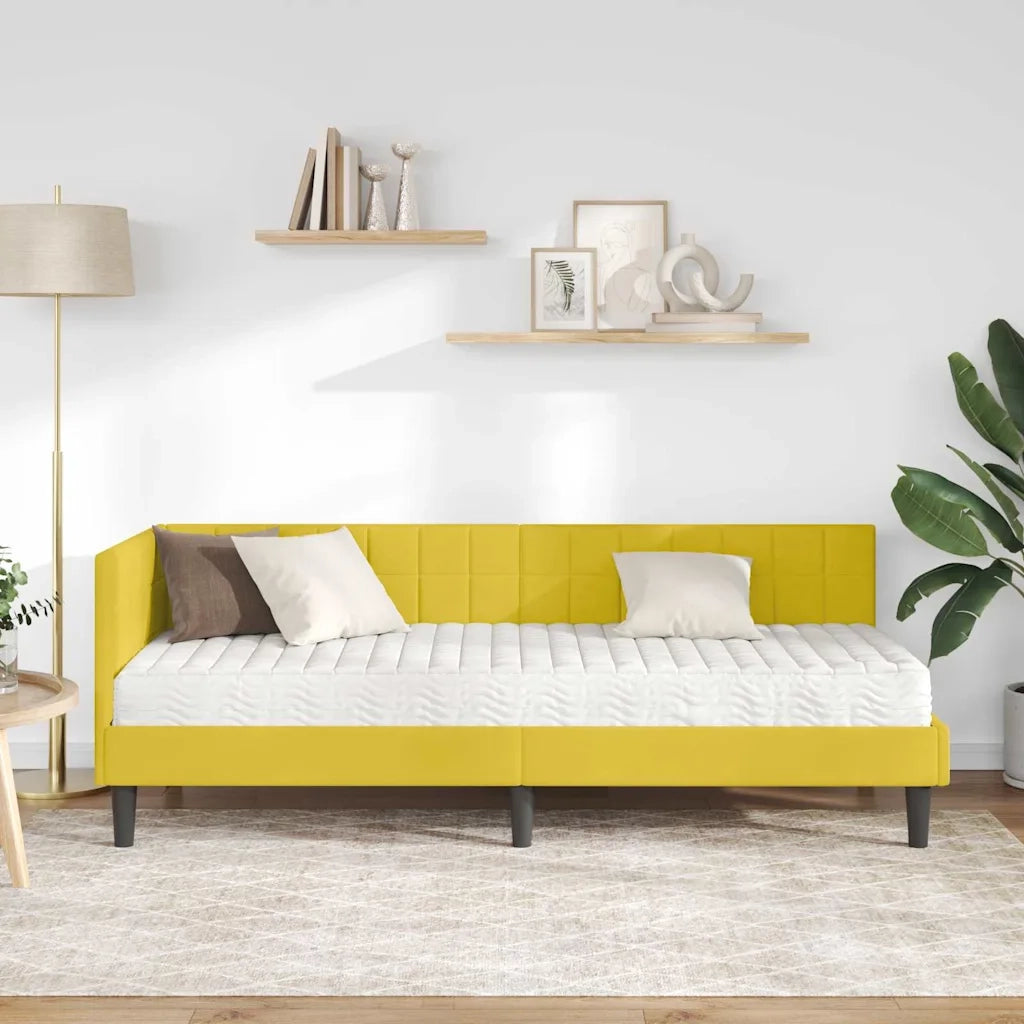 Struttura Letto Angolare con Materasso 2 pz-Giroletto con materasso Giallo Velluto 769460