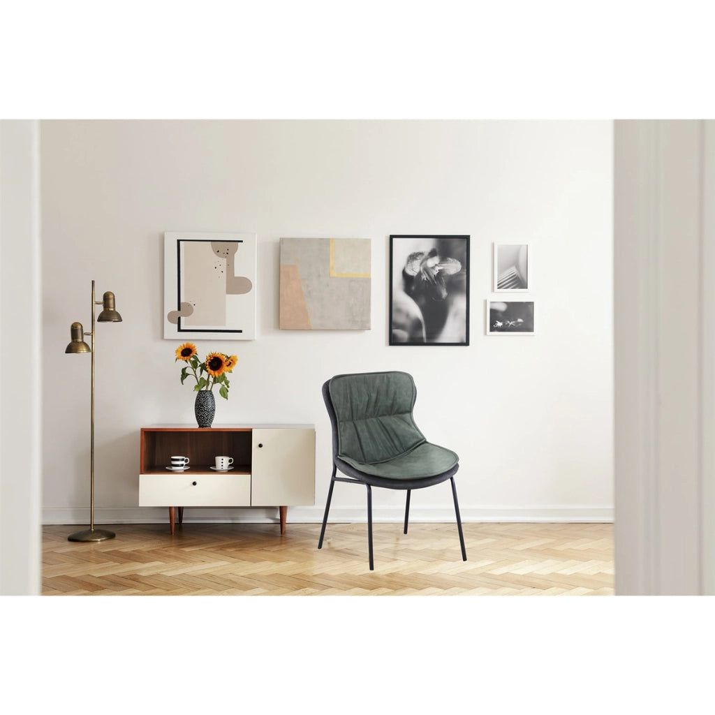 Sedia di design Brady in ecopelle verde e grigio scuro