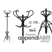 Trade Shop - Attaccapanni Appendiabiti Piantana In Metallo Ganci Moderno Nero 45x170cm 756658 -