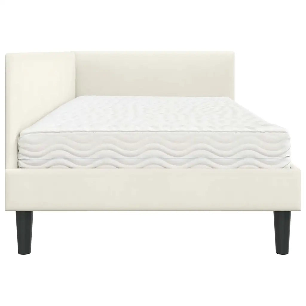 Struttura Letto Angolare con Materasso 2 pcs Crema Velluto