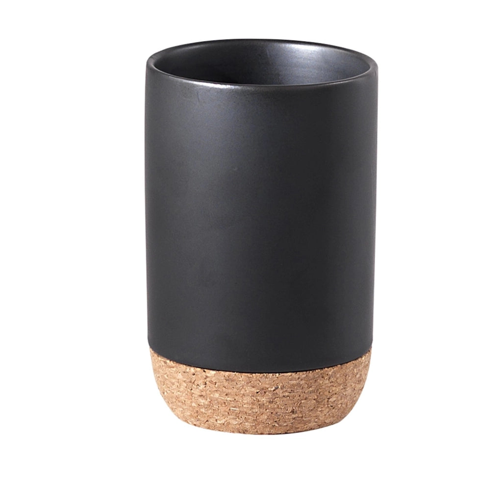 Portaspazzolini d'appoggio in ceramica e sughero IL98 Gedy serie ILARY Nero Matt