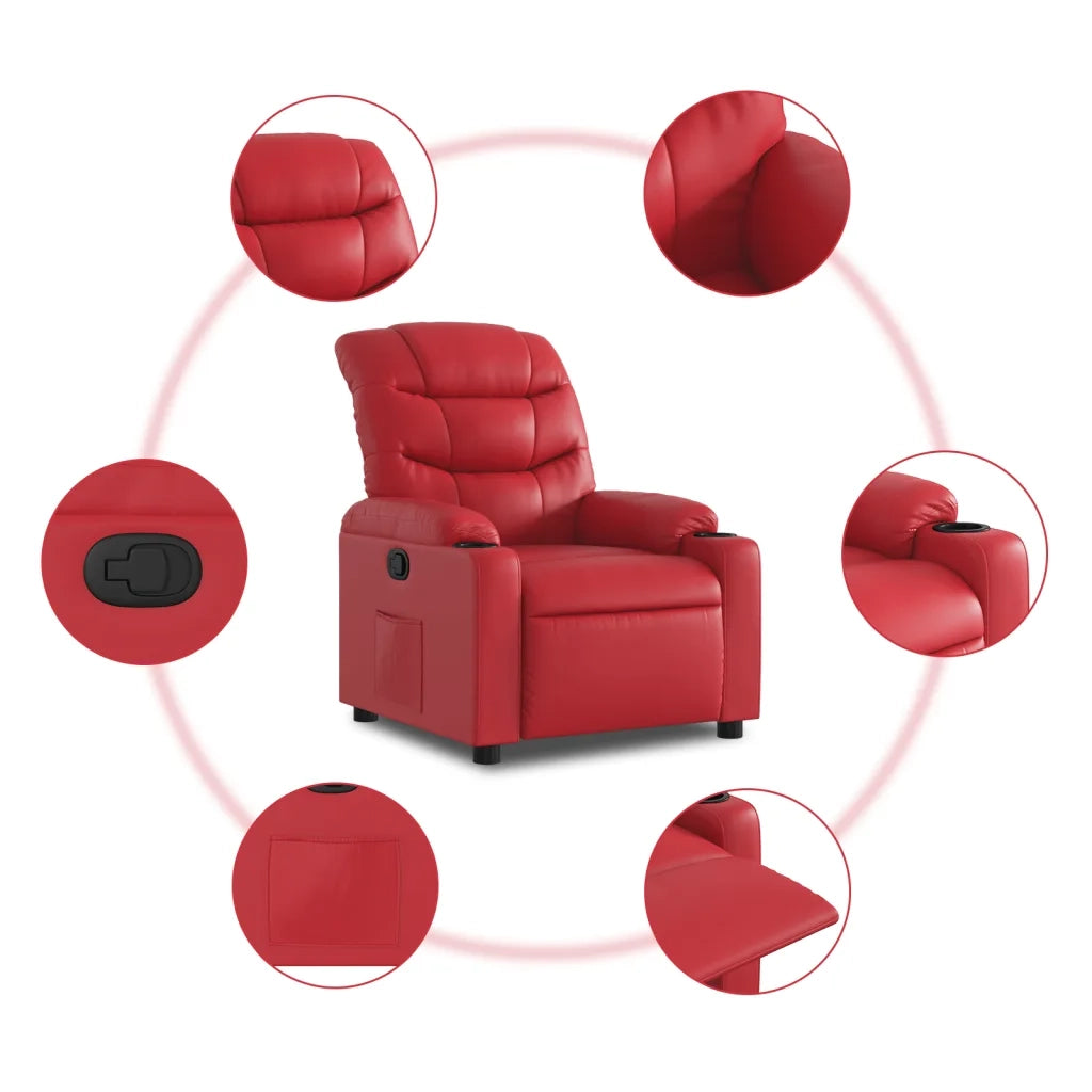 Divano Sedia-Poltrona Reclinabile Rossa in Similpelle 380969