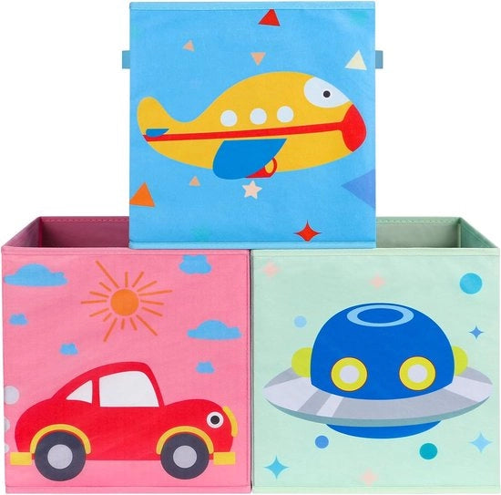 Set di 3 caselli di archiviazione pieghevoli, caselli per giocattoli, contenitori di archiviazione, per soggiorno, camera da bambini, stanza dei giochi, asilo nido
