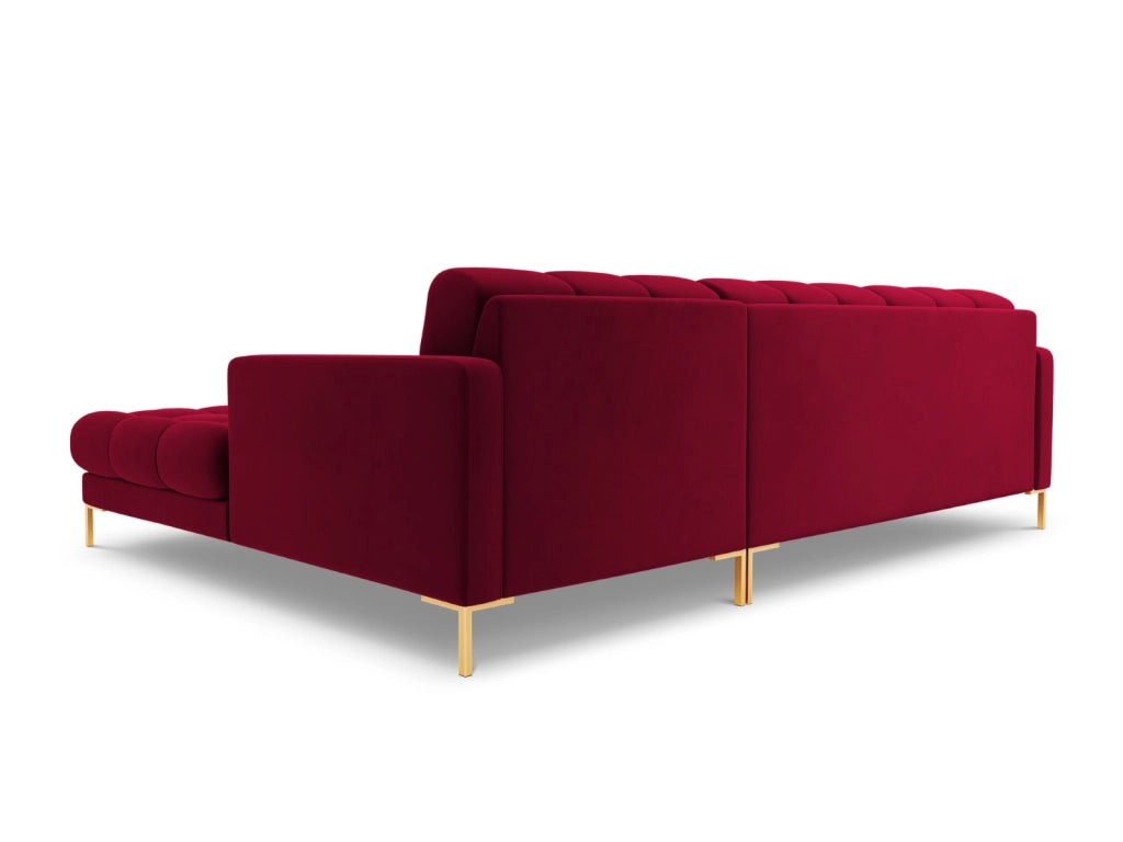 Cosmopolitan Design - Divano angolare destro "Bali" 5 posti in velluto rosso 