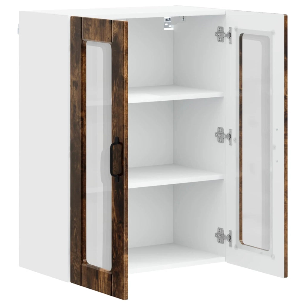 Pensile da cucina | Mobile in vetro da parete PORTO Rovere fum¨¦ 60 x 31 x 80 cm