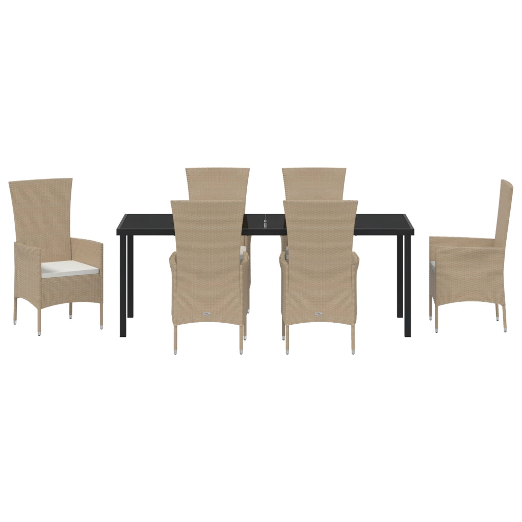 Set da pranzo da giardino  7 pezzi con cuscini Beige