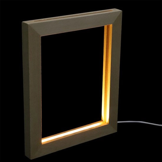 Fotolijst in Legno con Luce LED Calda Bianca, Ricaricabile via USB