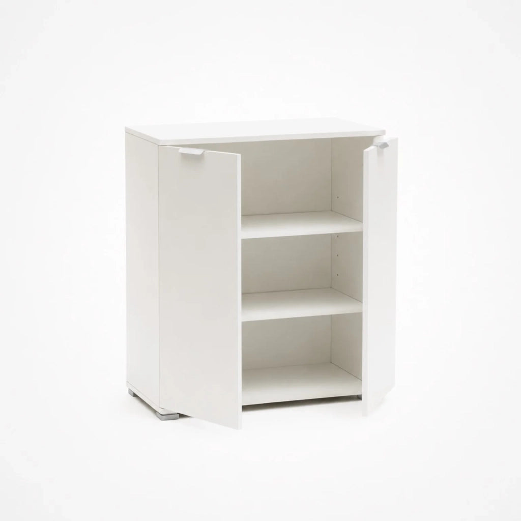 Mobile Base 2 Ante Bianco Già Montato | Armadietto Salvaspazio 75x85x38 cm | Mobile Bagno e Lavanderia con Ripiani Regolabili e Struttura in Legno Nobilitato