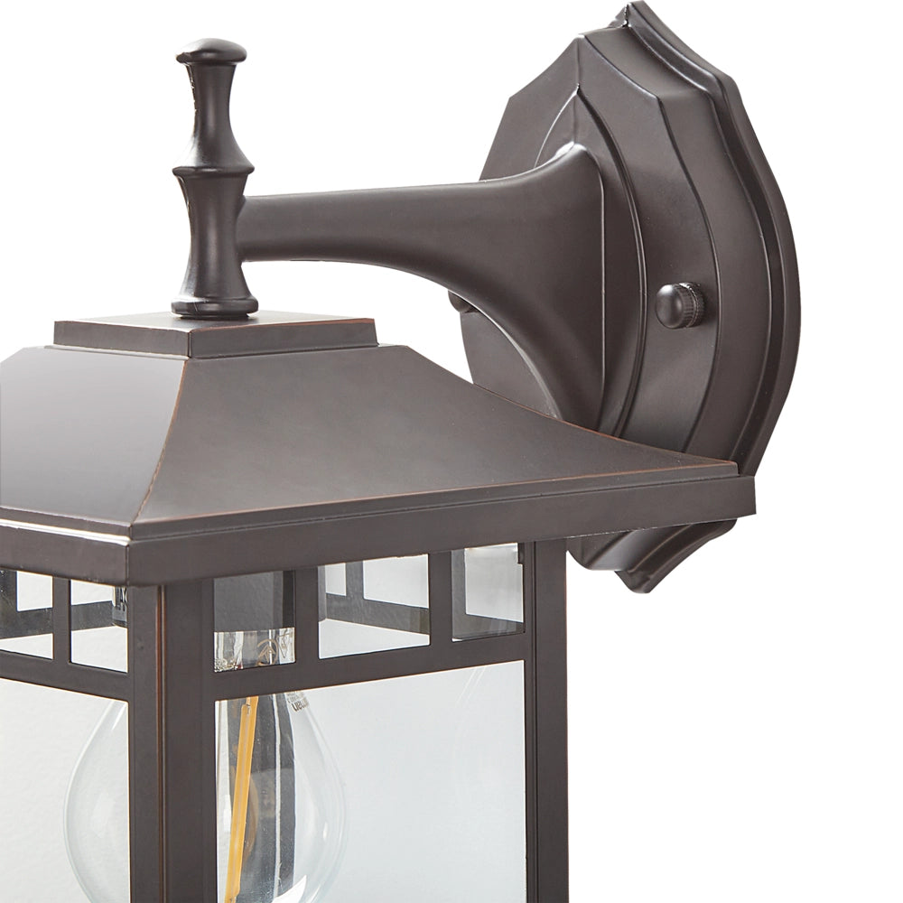 Lampada da parete per esterno metallo e vetro nero 28 cm esterno giardino stile tradizionale