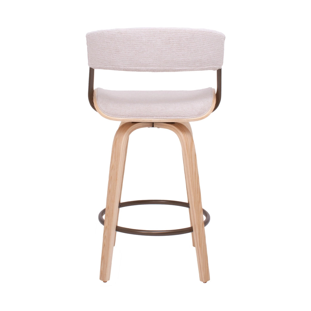 Colonia - Set 2 Sgabelli Imbottiti 49,5x92x37,5 cm Seduta Girevole in Legno Plywood e Tessuto Beige