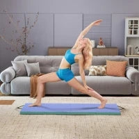 Tappeto Fitness Pieghevole e Imbottito con 2 Maniglie, in Plastica ed EPE, 180x60x5 cm, Verde e Viola