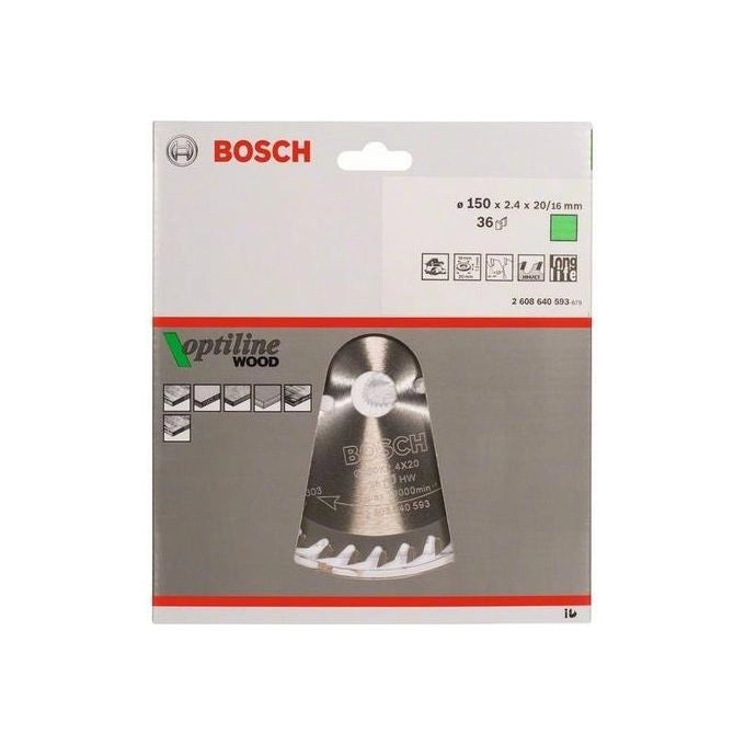 Bosch 2608640593 Optiline Wood Lama per Sega Circolare Legno 150 mm 36 denti ATB 20 mm
